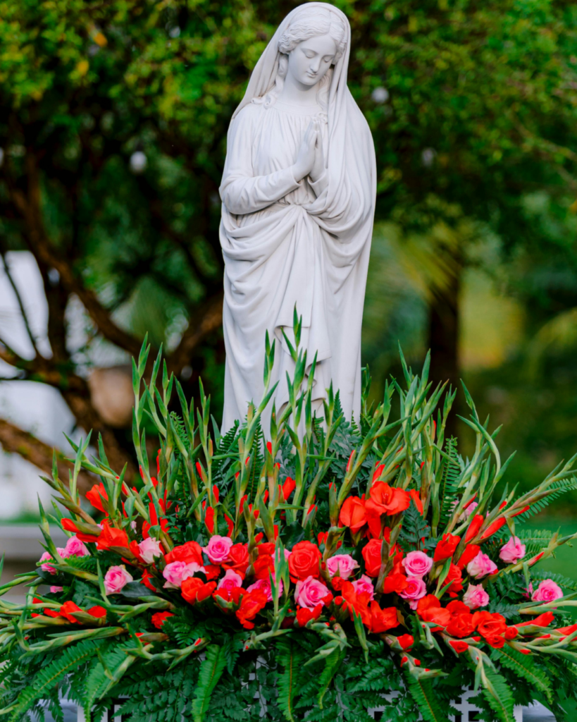 photo of a Mary garden with roses 